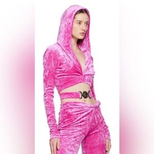 VERSACE BIGGIE MEDUSA CROPPED VELVET HOODIE /EU/SIZE 42. SALE $1.400